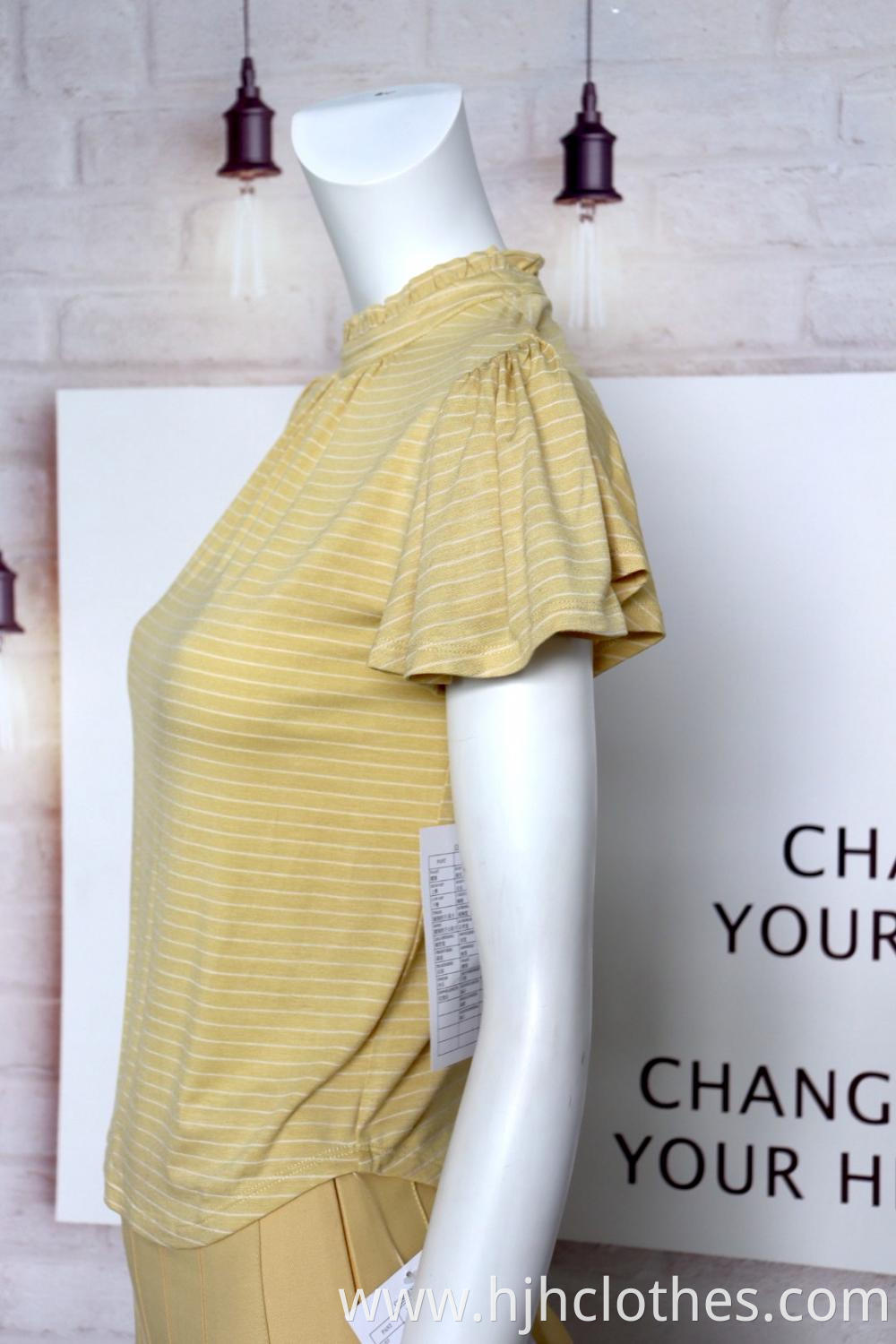 Yellow Blouse With Round Neck For Ladies